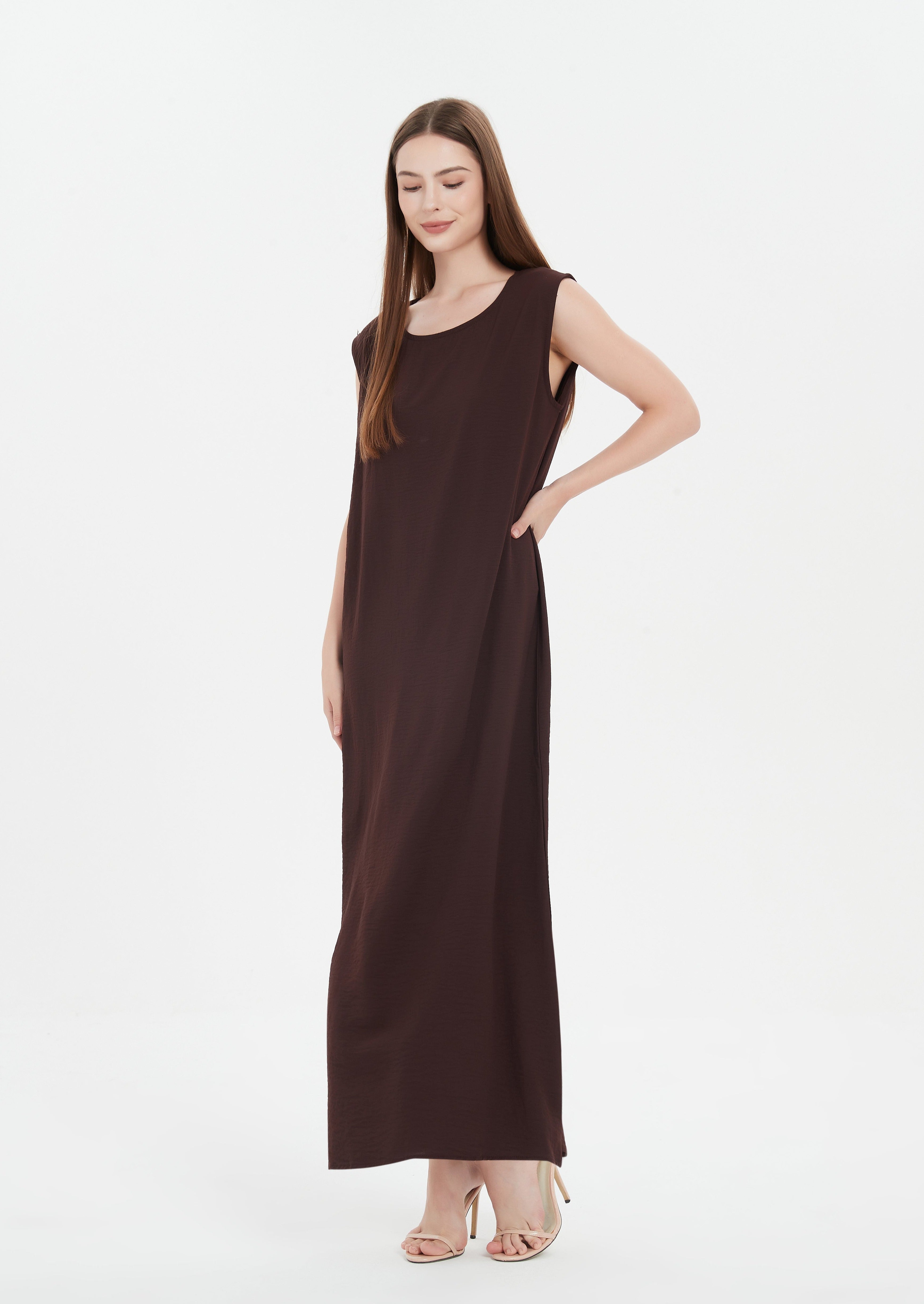 Serena Matte Abaya Set - Chocolate Brown