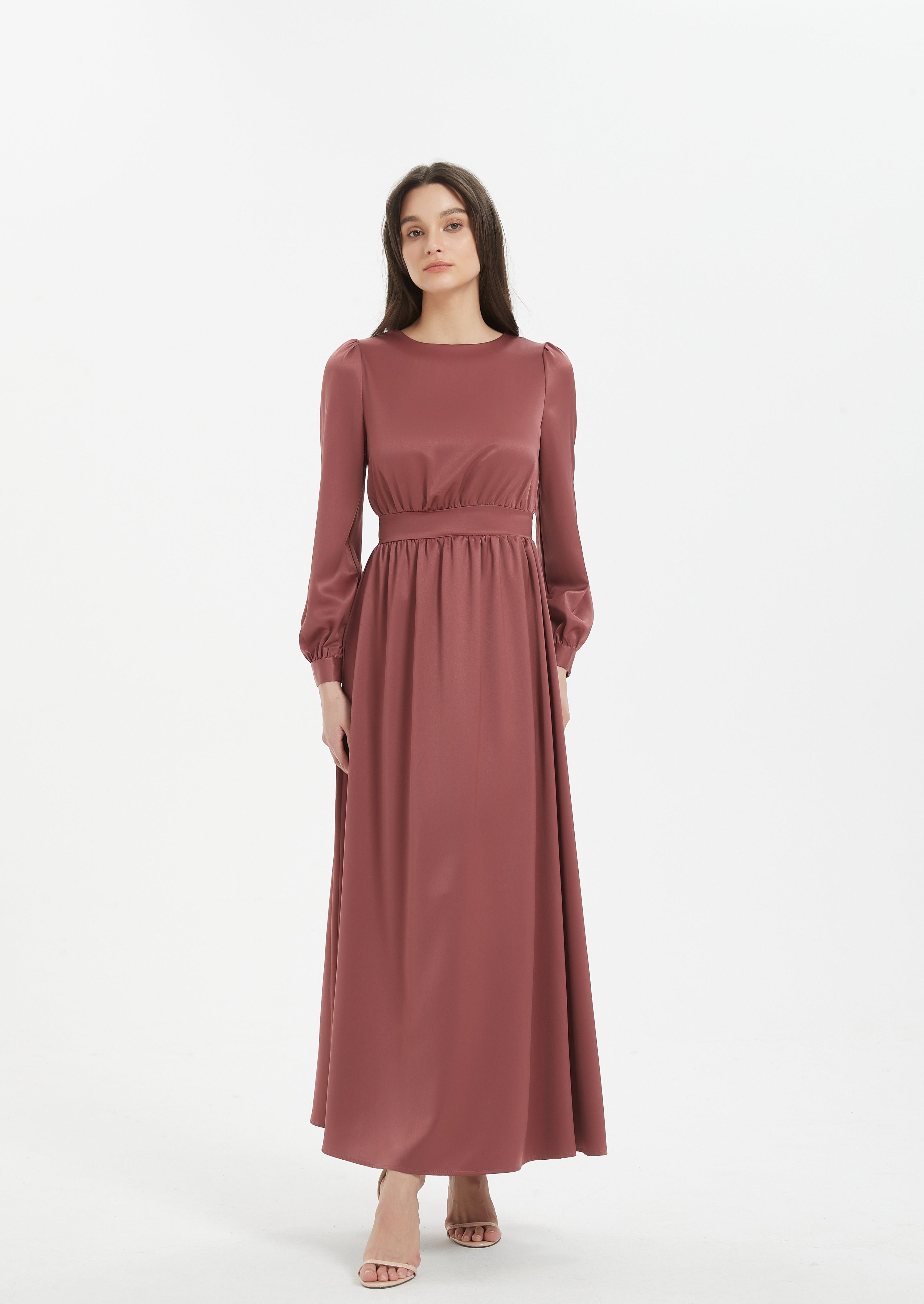 Myra Long Sleeve Maxi Dress - Dark Rose