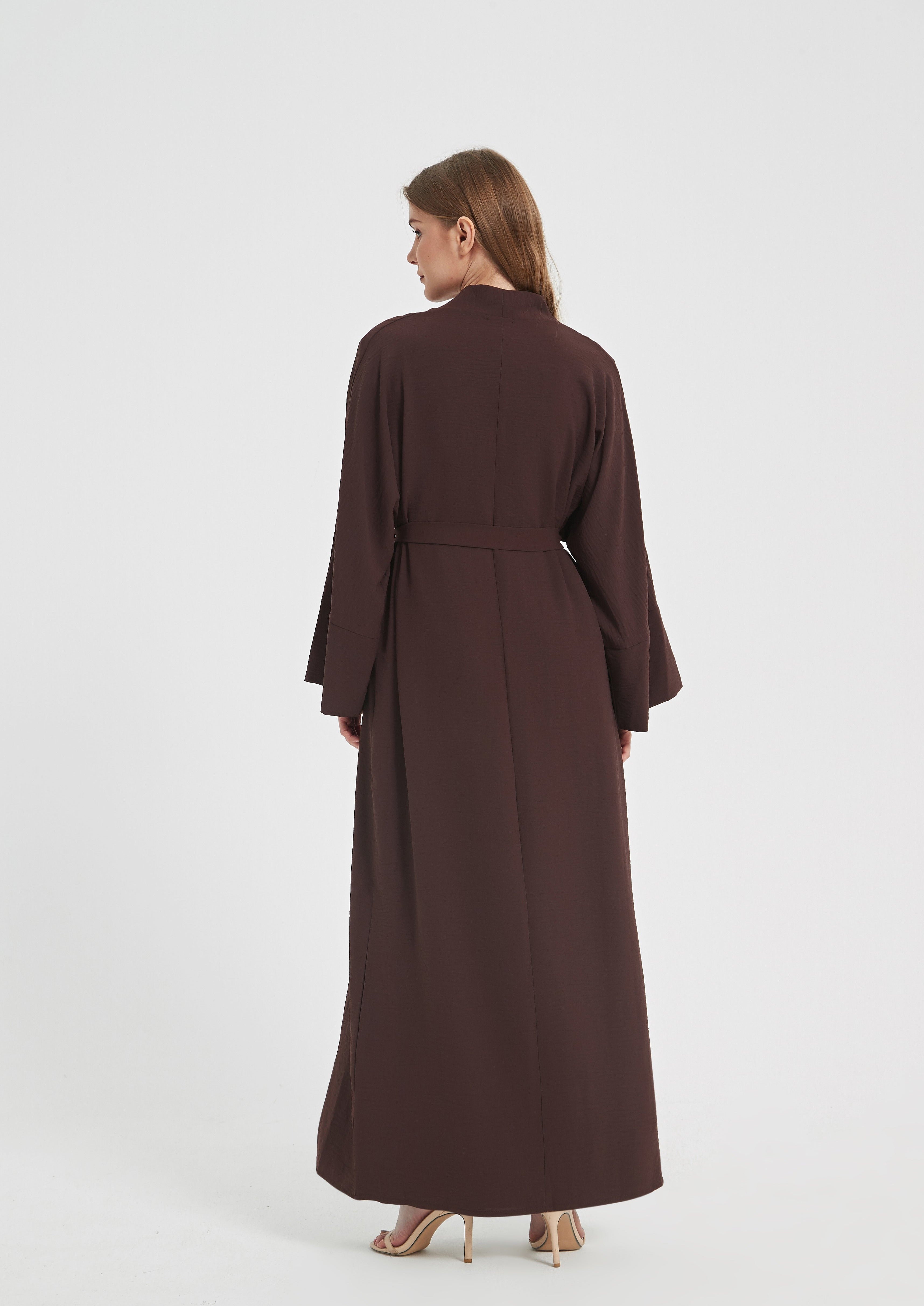 Serena Matte Abaya Set - Chocolate Brown