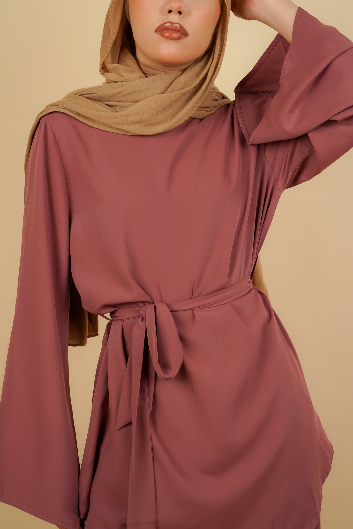 Arabella Tie Waist Top - Dark Rose - AMARIAH