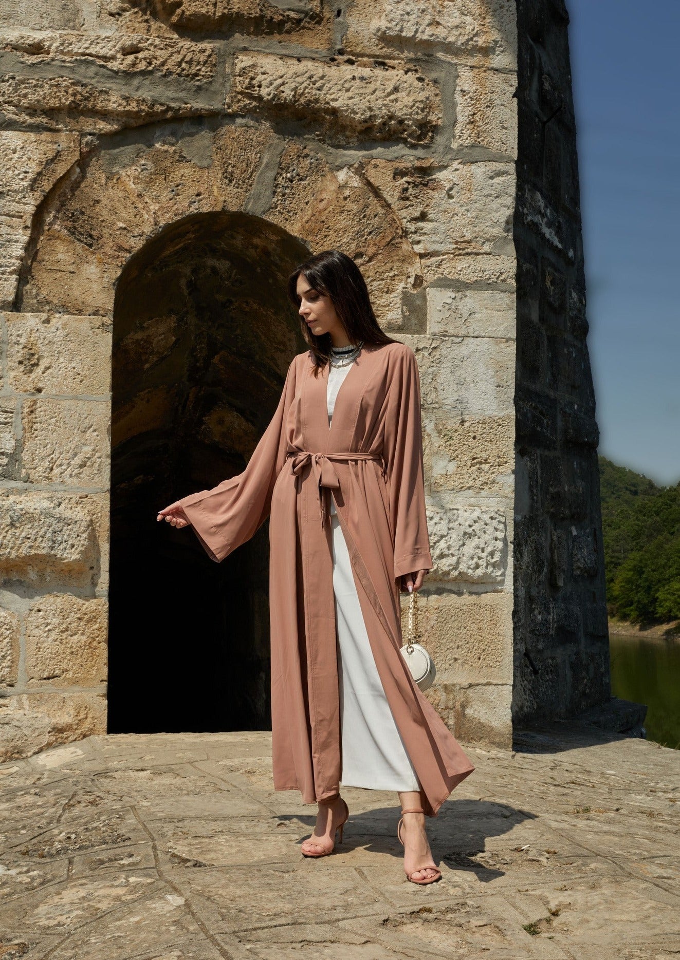 Nadia Everyday Open Abaya - Tan