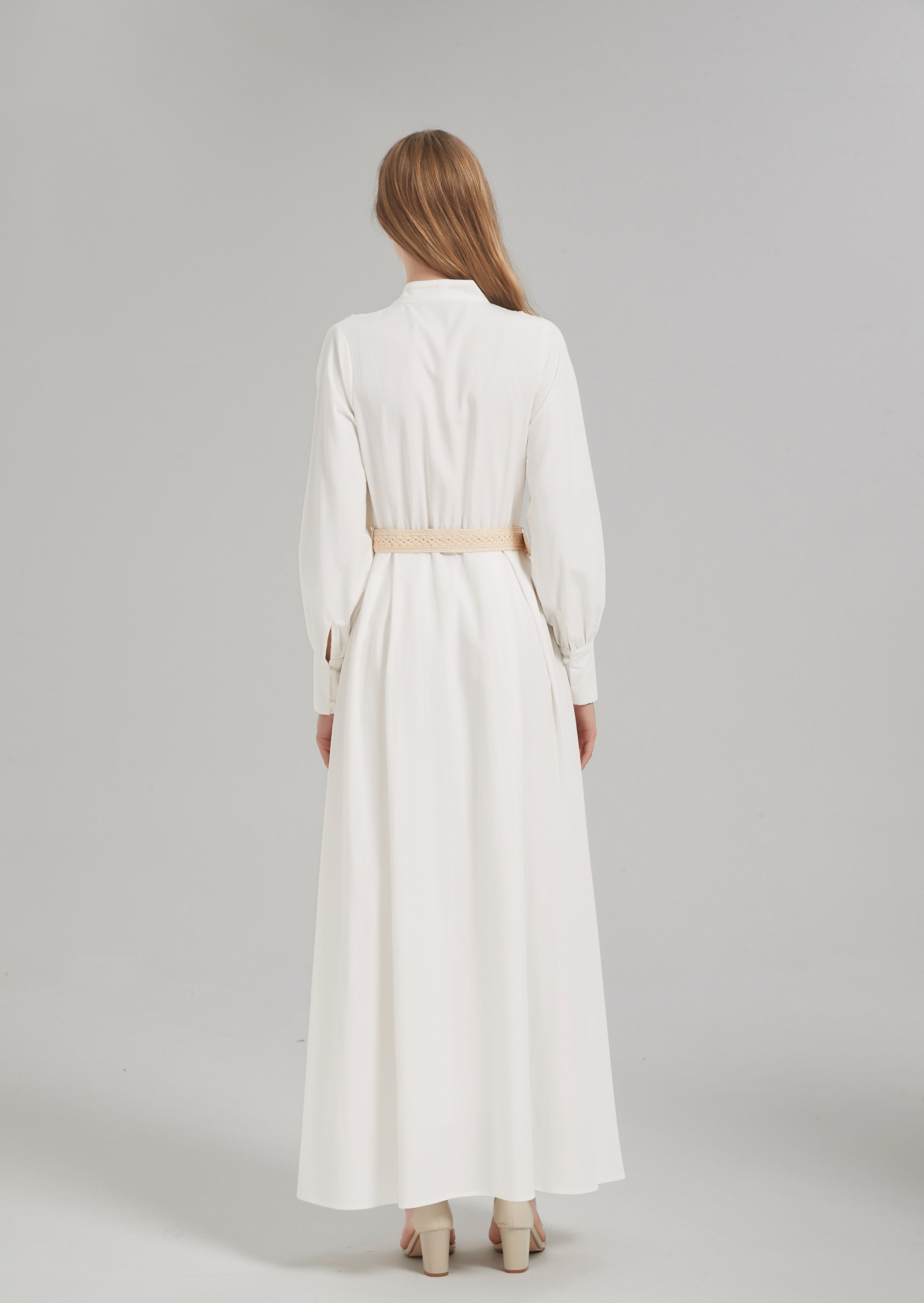 Dina Belted Maxi Dress - White