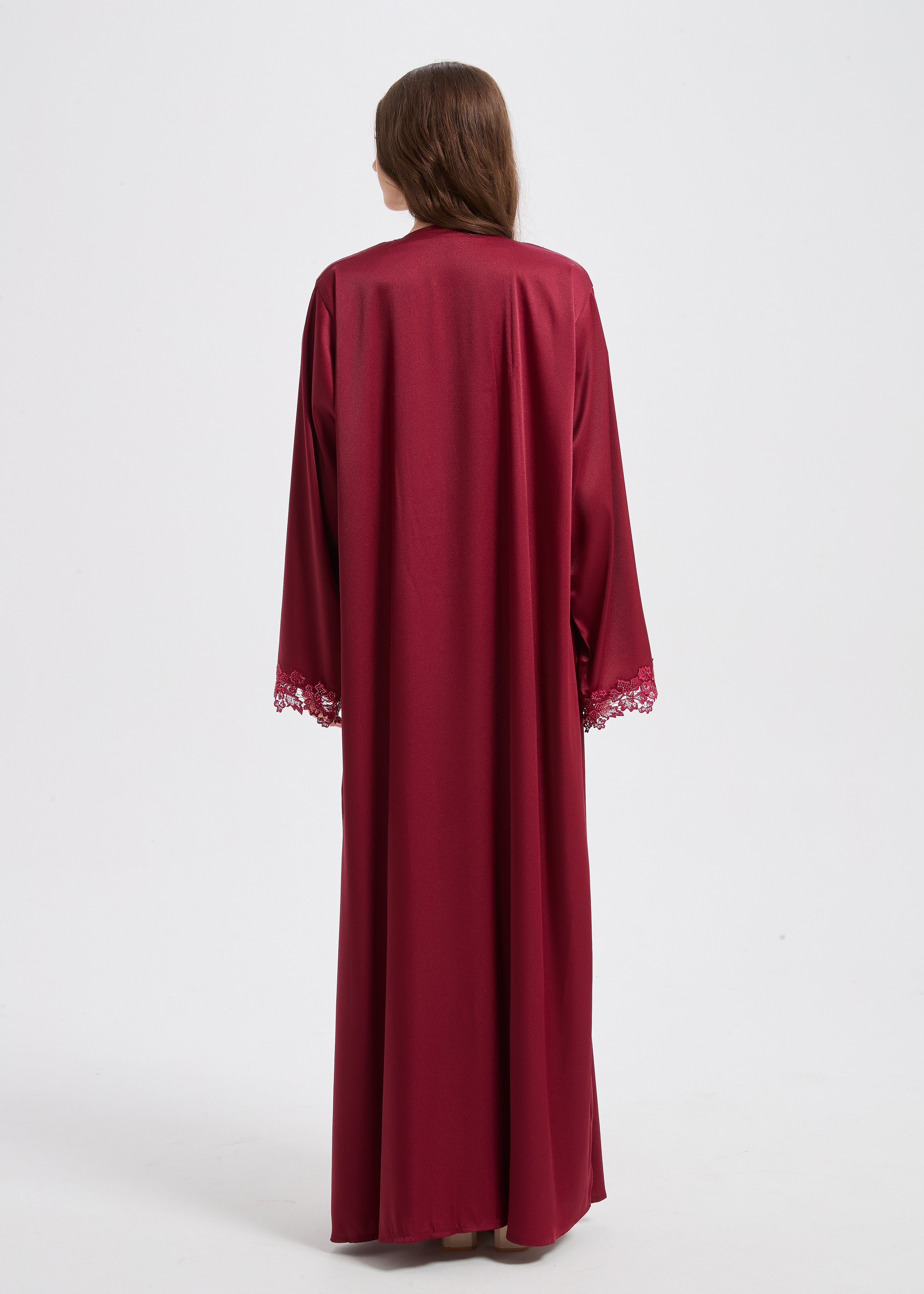 Sultana Lace Abaya Set - Maroon