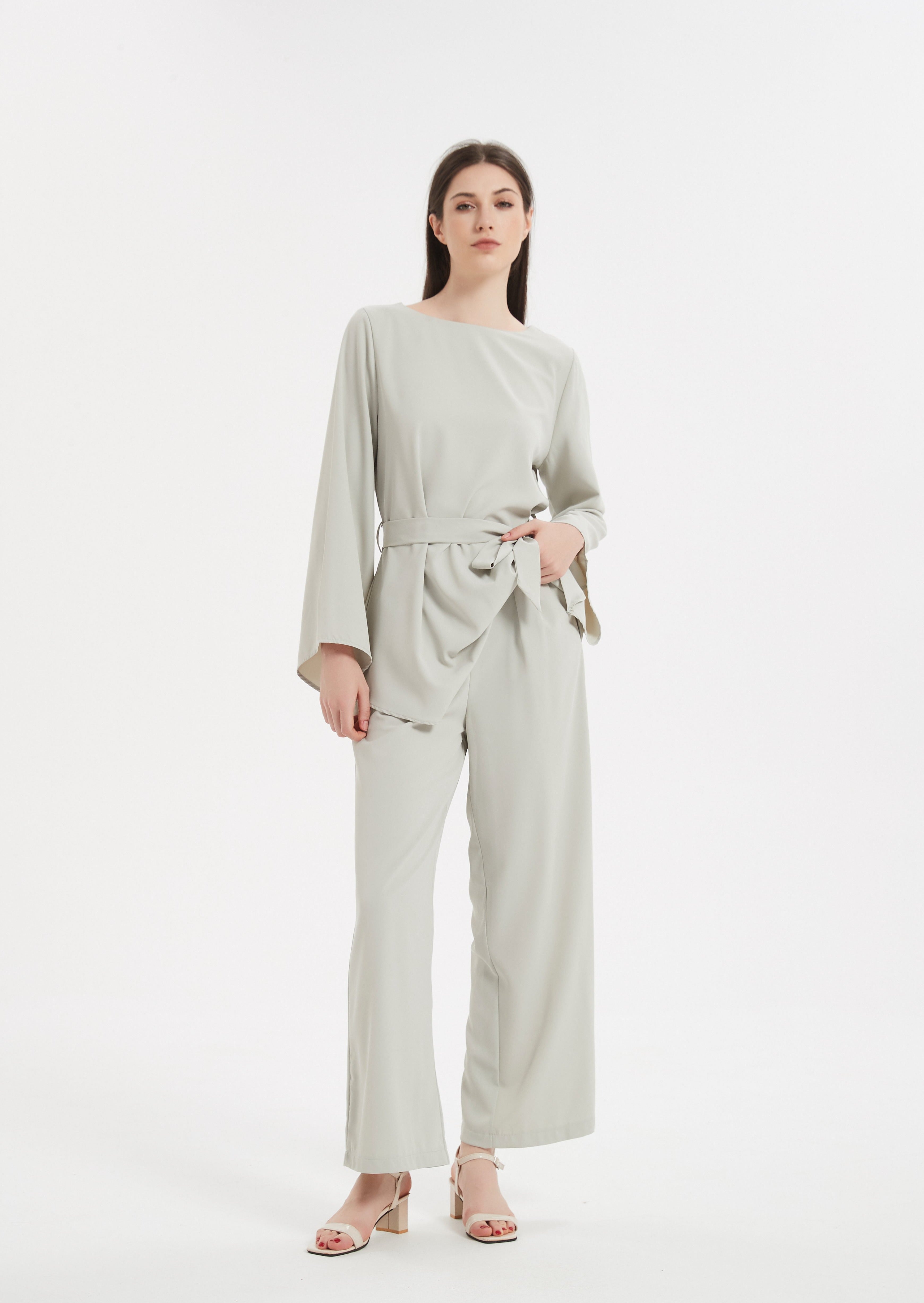 Arabella Wide Leg Trousers - Sage Green