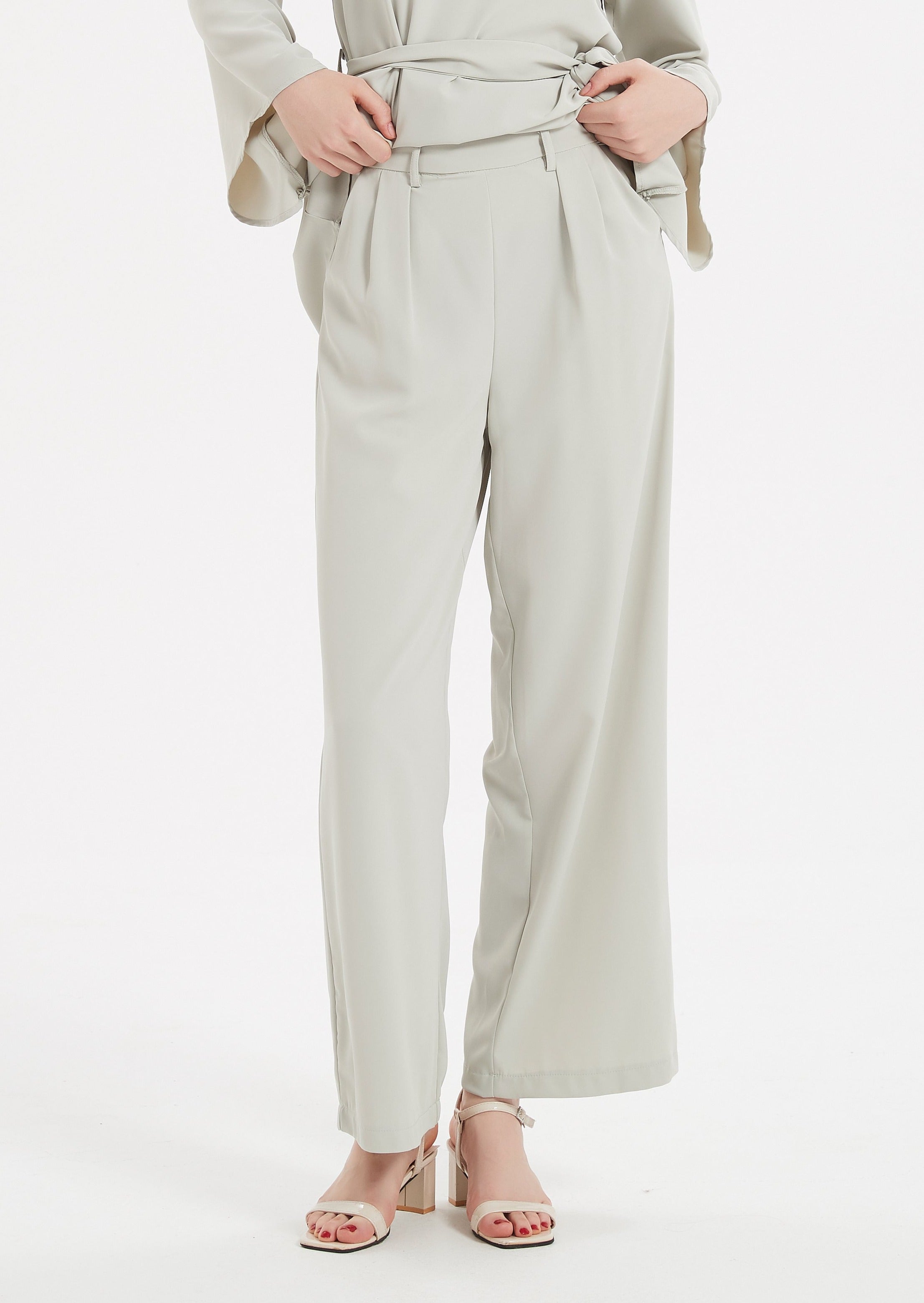 Arabella Wide Leg Trousers - Sage Green