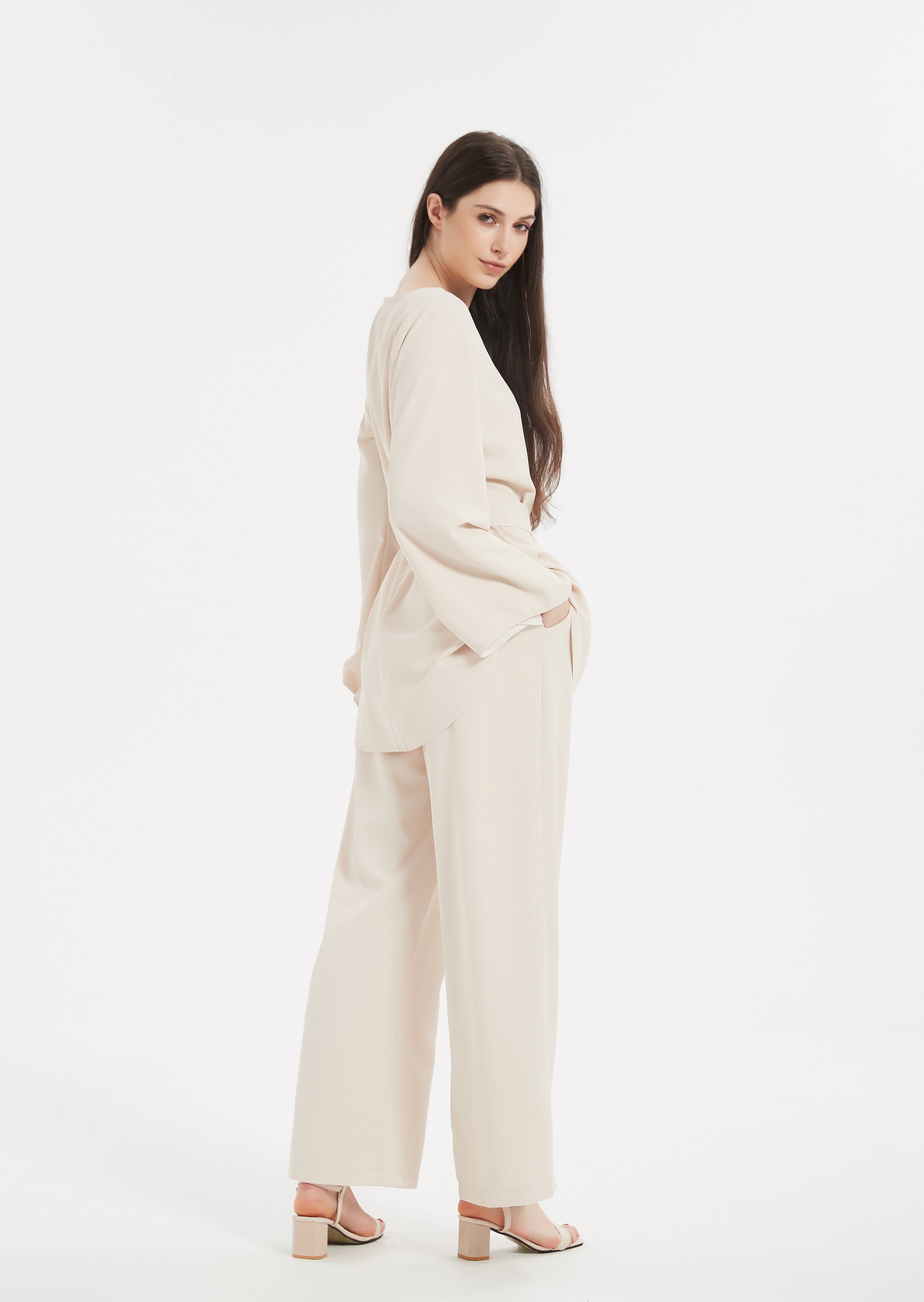 Arabella Wide Leg Trousers - Cream