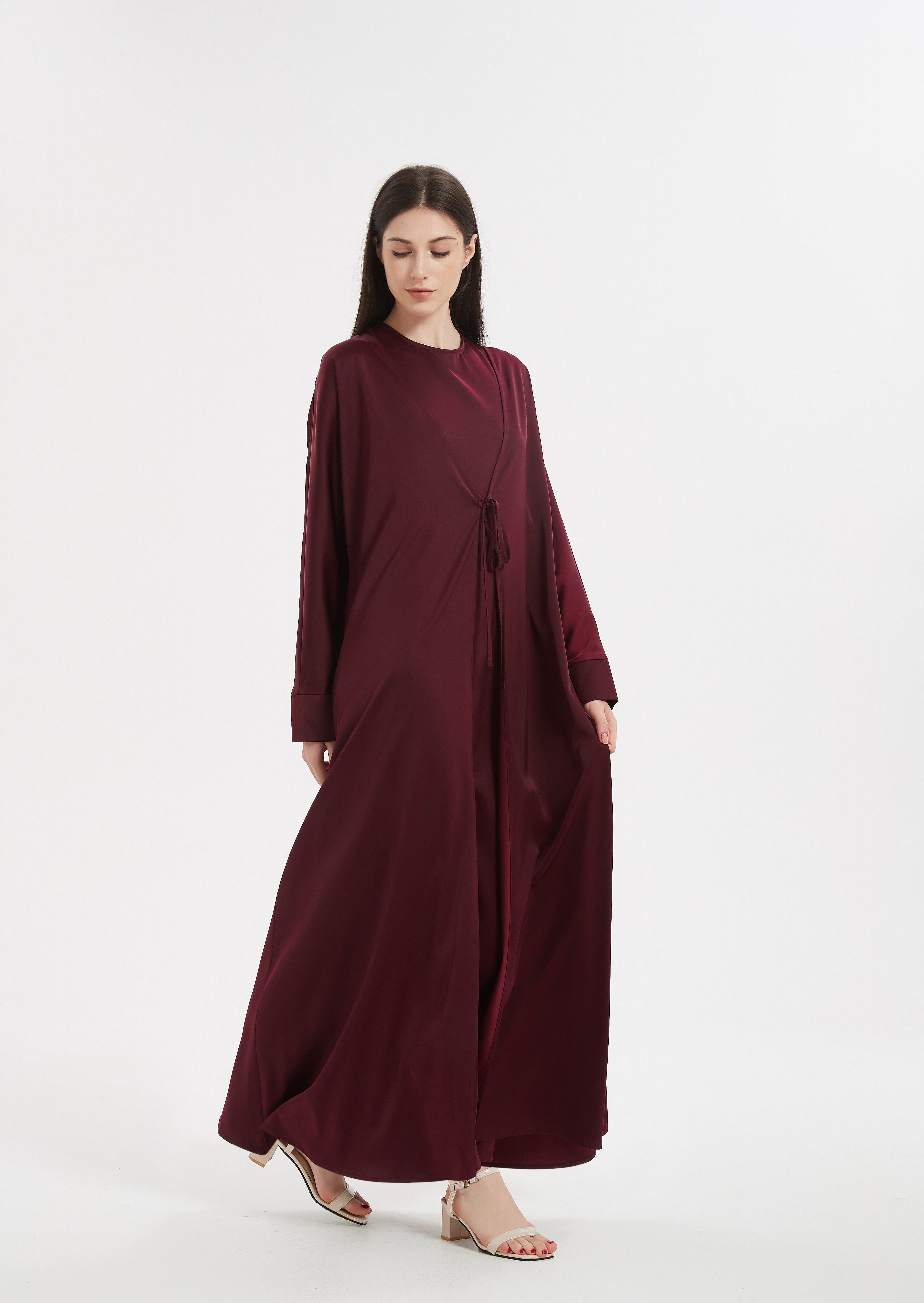 Marwa Tie Front Two Piece Set - Maroon