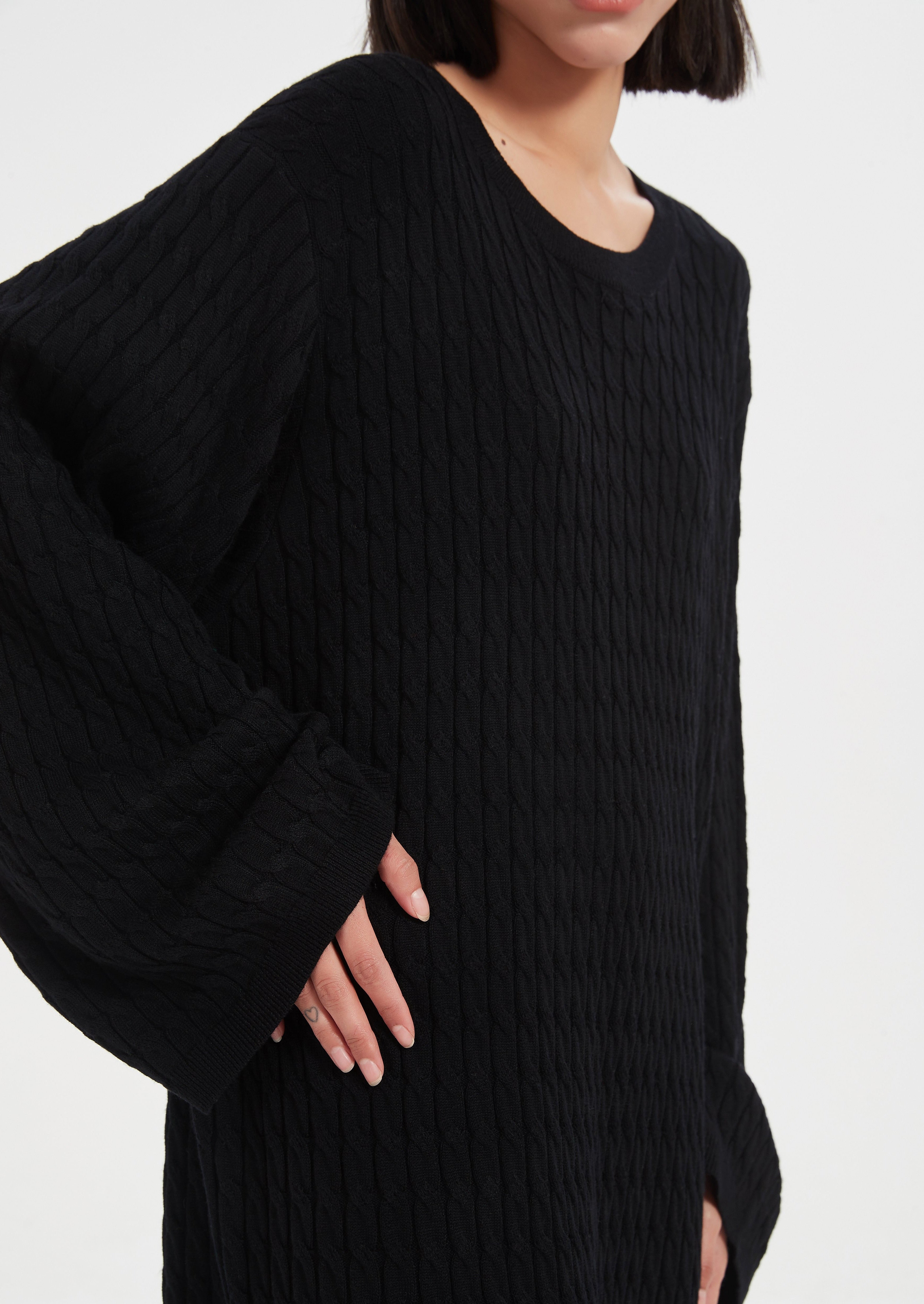 Hawa Cable Knit Dress - Black