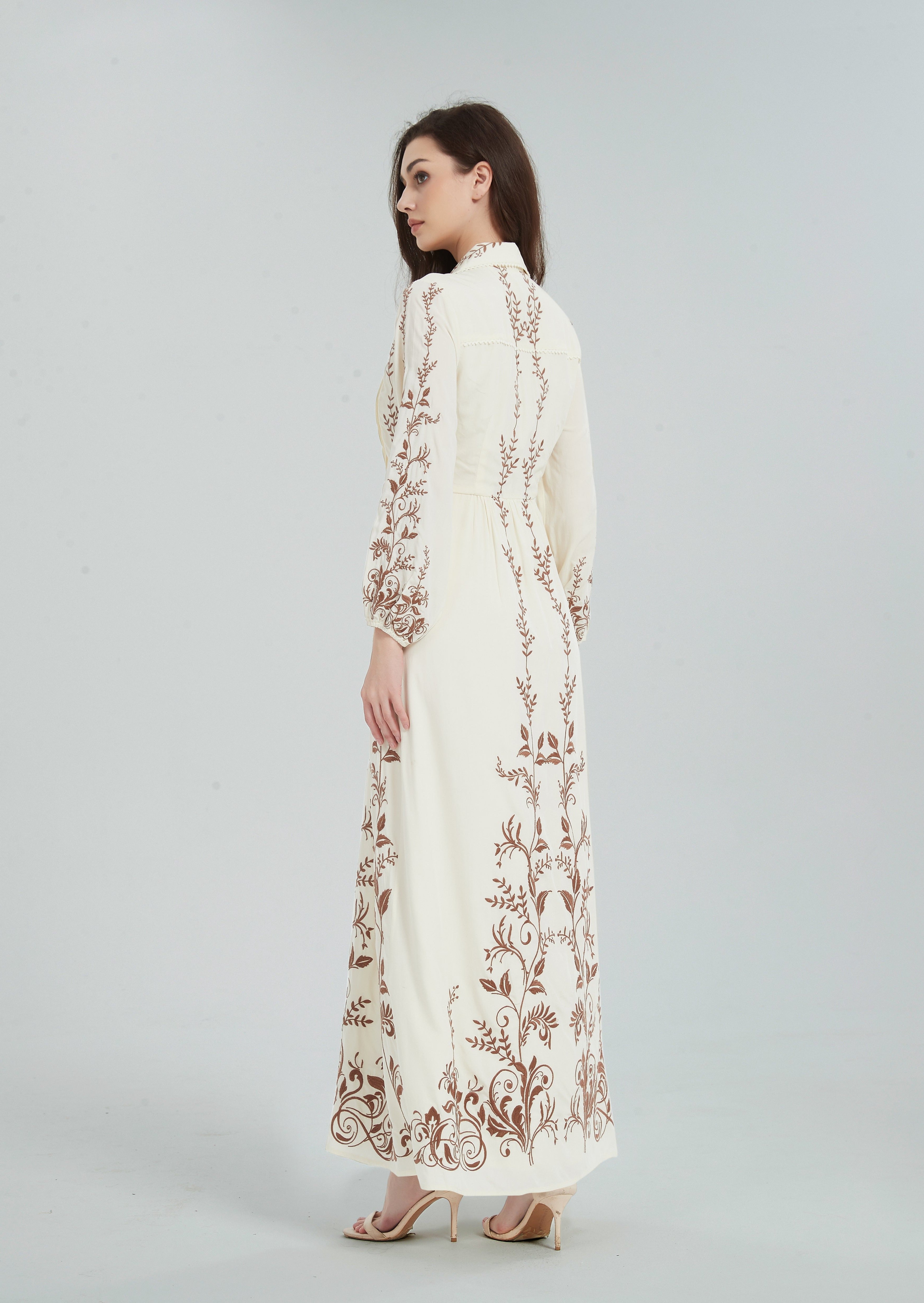 Fina Embroidered Maxi Dress - Cream