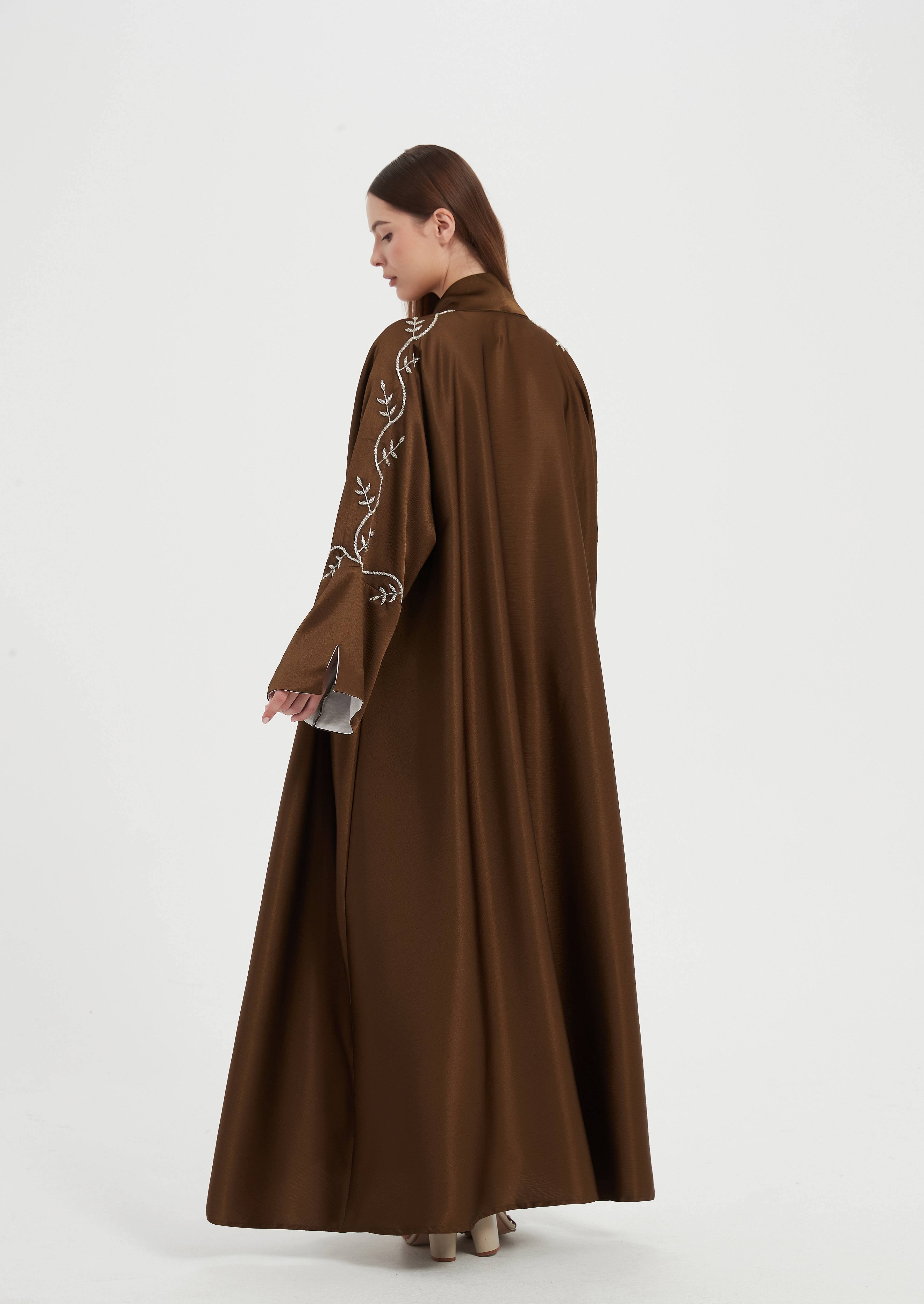 Liyana Beaded Abaya Set - Chocolate