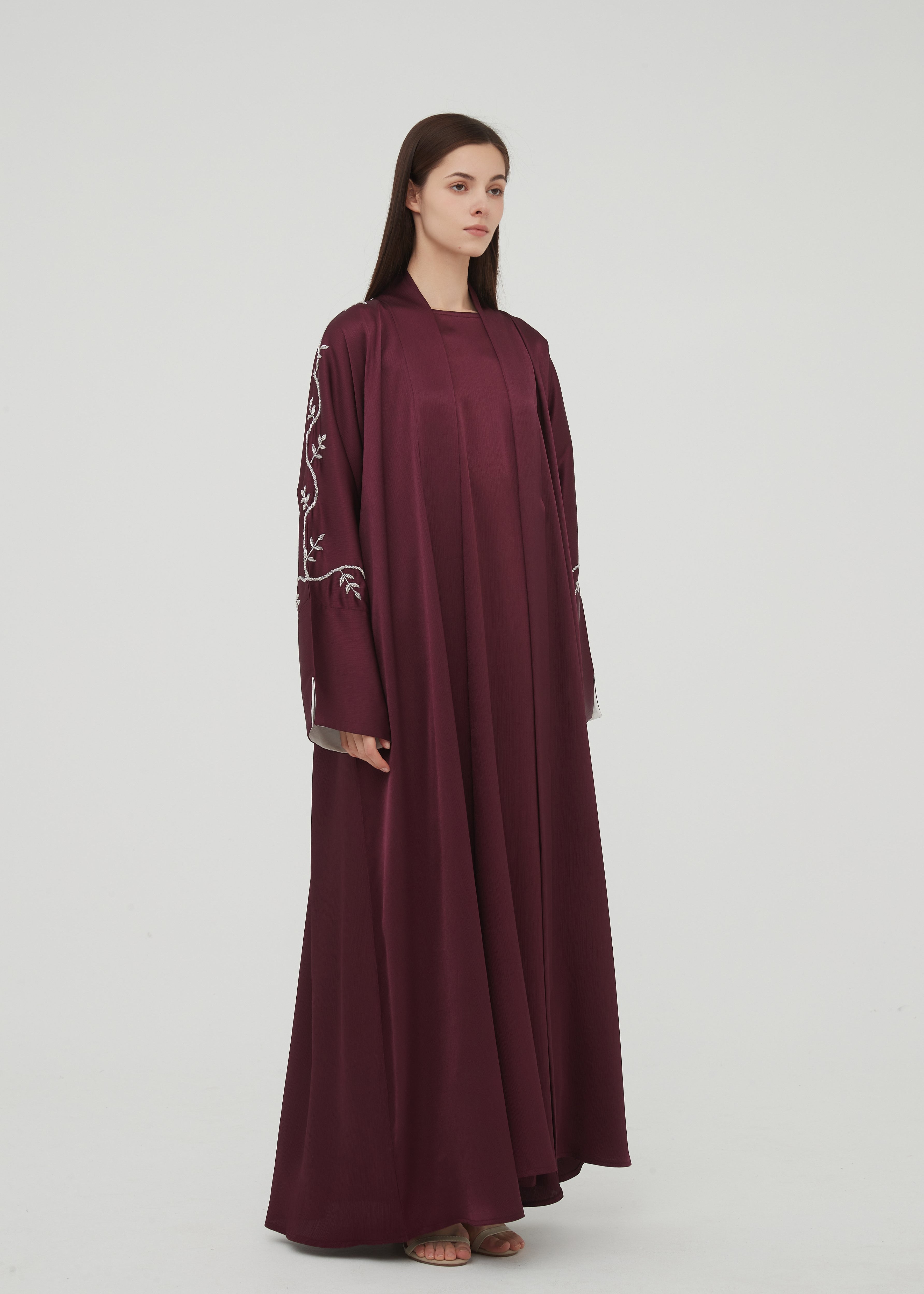 Liyana Beaded Abaya Set - Plum