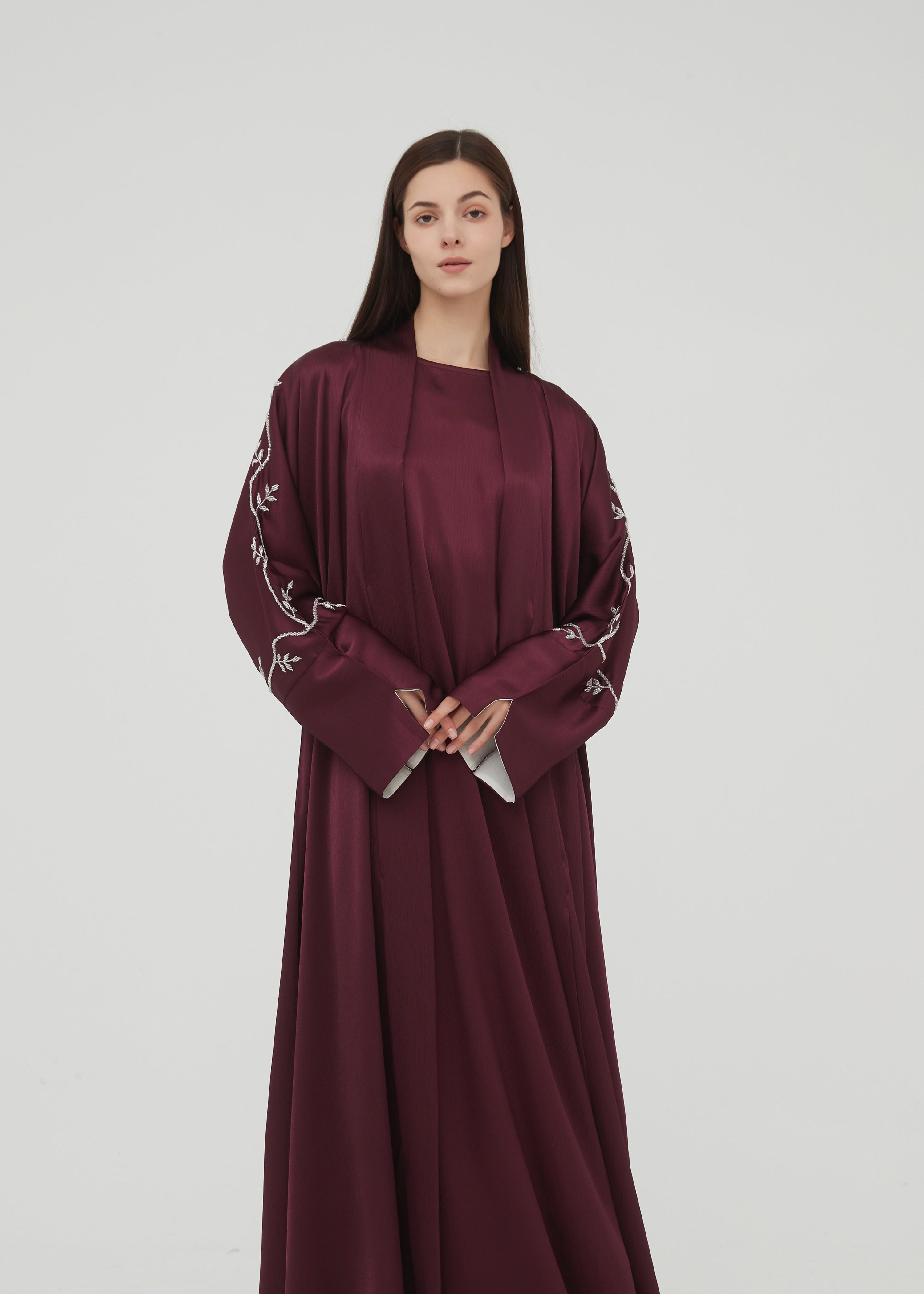 Liyana Beaded Abaya Set - Plum