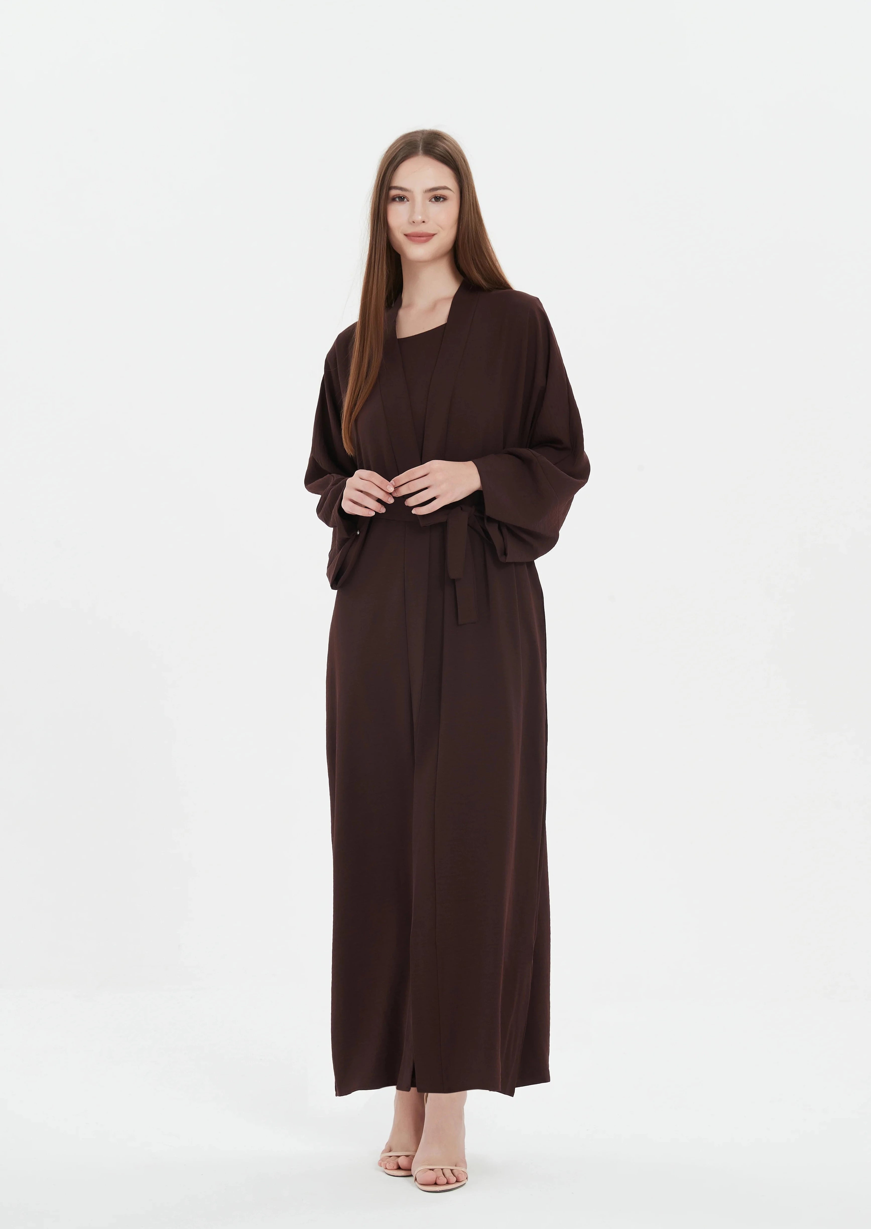 Serena Matte Abaya Set - Chocolate Brown