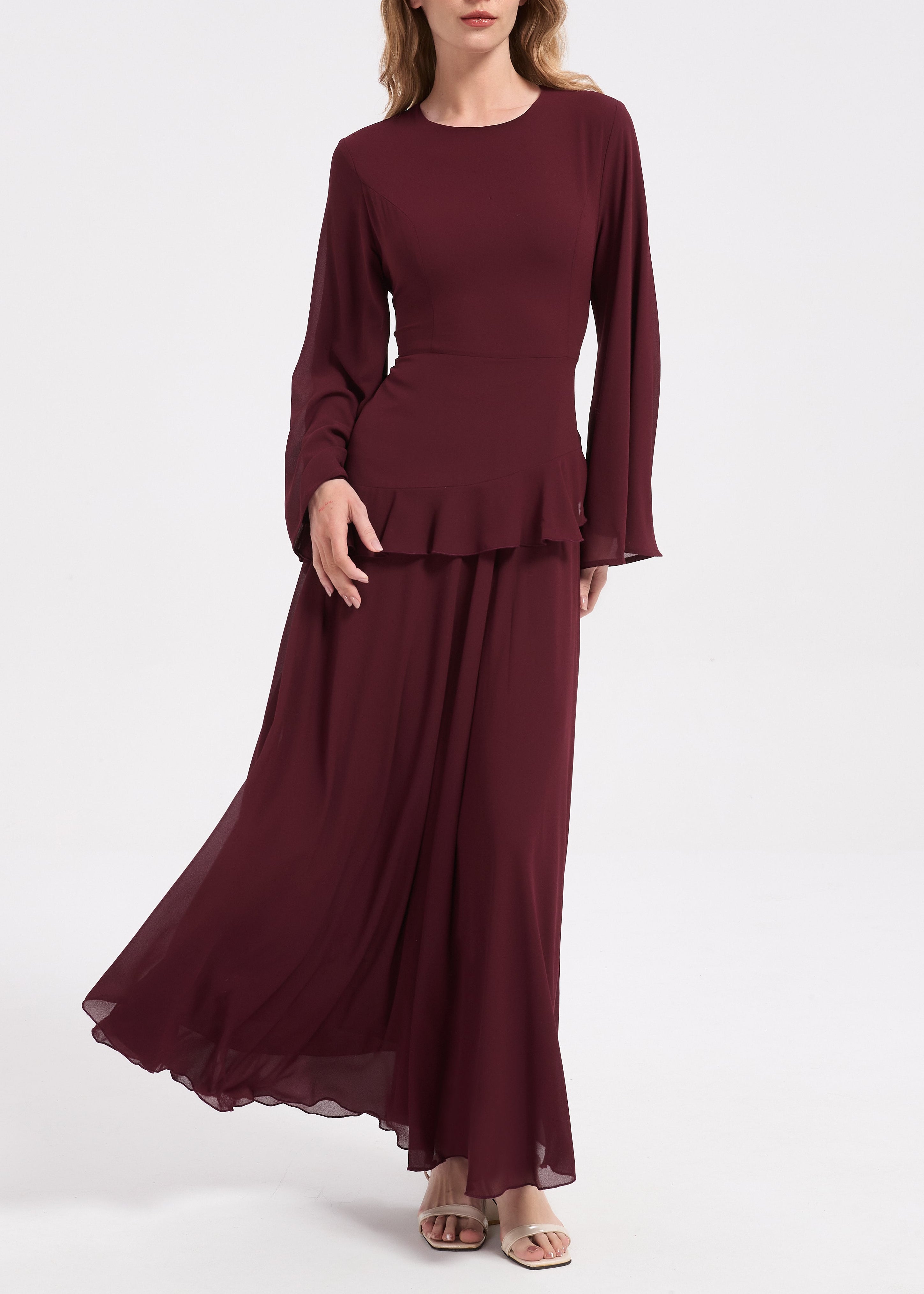 Samira Maxi Dress - Maroon - AMARIAH